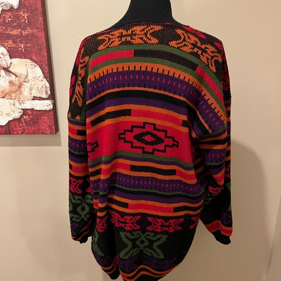 Rare 90’s Hot Cashews Aztec Design Cardigan, sz M - Picture 3 of 4